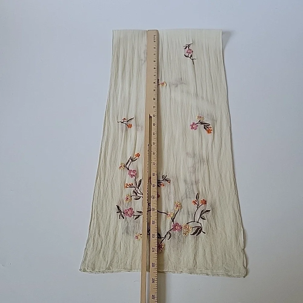Embroidered Silk Scarf Pouch Set Rectangle Elegant Floral Coquette‎ Modern Retro